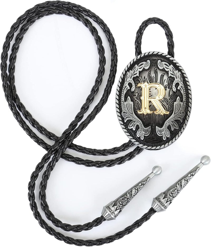 Wentur Bolo Tie for Men - Western Bolo Ties Alphabet Initial Letter ABCDJMR to Z - Western Cowboy Bolo Tie for Women Cowgirl - Image 1